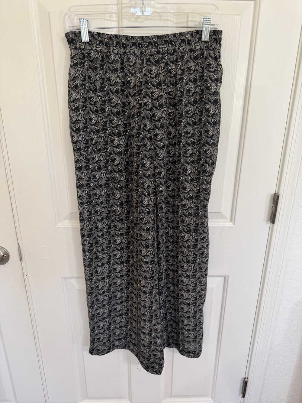 The Limited Palazzo Pants S Black Ivory Paisley Wide Leg Boho Flowy